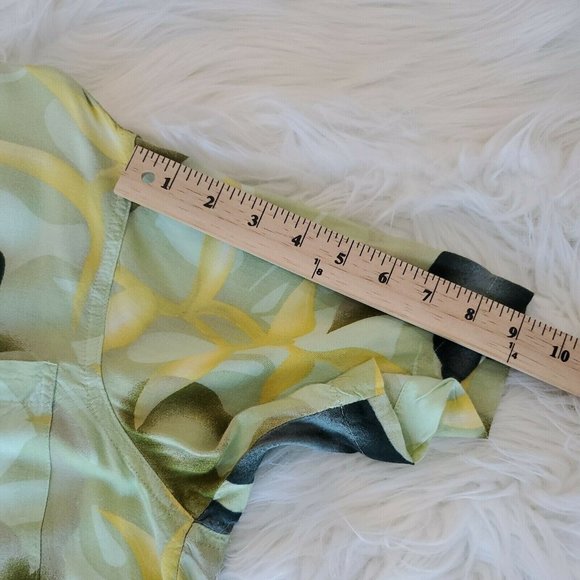 Ron Chereskin Mens Shirt M Green Floral Hawaiian Button Up Short Sleeve - Picture 9 of 10